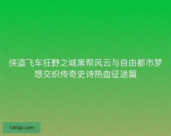 侠盗飞车狂野之城黑帮风云与自由都市梦想交织传奇史诗热血征途篇