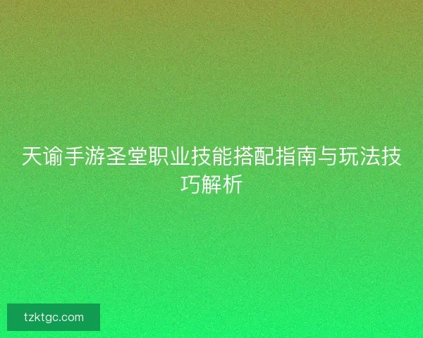 天谕手游圣堂职业技能搭配指南与玩法技巧解析